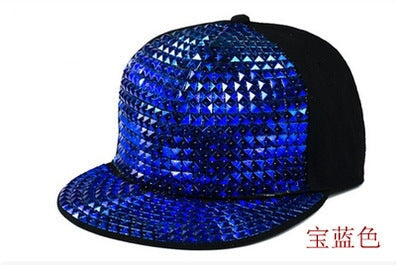 Wholesale Sequin Punk Canvas Hip Hop Flat Brim Cap Baseball Hat JDC-FH-Qiuj003 Fashionhat 秋婕 blue adjustable Wholesale Jewelry JoyasDeChina Joyas De China