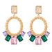 Wholesale set diamond alloy earrings JDC-ES-LIUM038 Earrings 榴芒 55199-CE pink Wholesale Jewelry JoyasDeChina Joyas De China