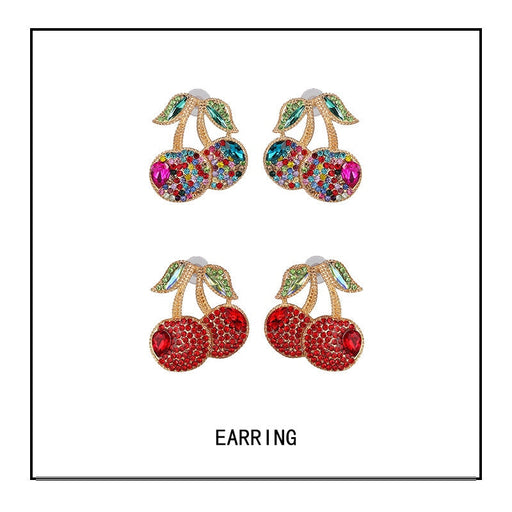 Wholesale set with diamond fruit earrings JDC-ES-LIUM030 Earrings 榴芒 Wholesale Jewelry JoyasDeChina Joyas De China