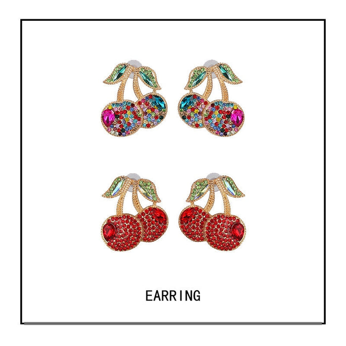 Wholesale set with diamond fruit earrings JDC-ES-LIUM030 Earrings 榴芒 Wholesale Jewelry JoyasDeChina Joyas De China