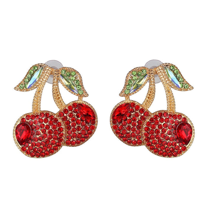 Wholesale set with diamond fruit earrings JDC-ES-LIUM030 Earrings 榴芒 Wholesale Jewelry JoyasDeChina Joyas De China