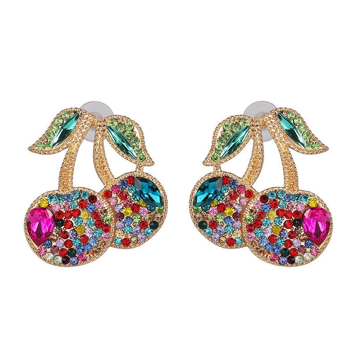 Wholesale set with diamond fruit earrings JDC-ES-LIUM030 Earrings 榴芒 color Wholesale Jewelry JoyasDeChina Joyas De China