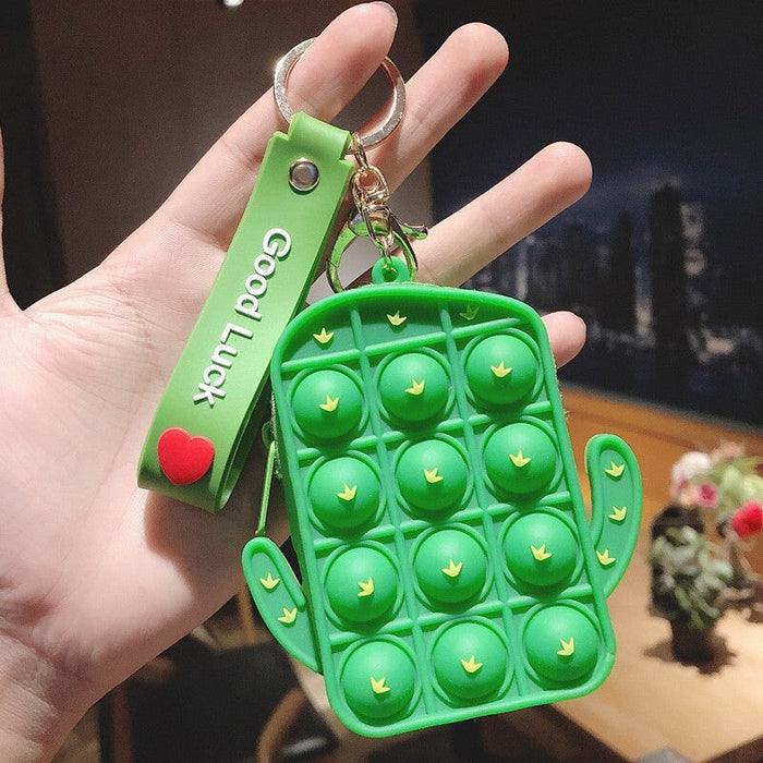 Wholesale Silicone Decompression Coin Purse Keychain JDC-KC-FeiRun020 Keychains 飞润 Cactus Wholesale Jewelry JoyasDeChina Joyas De China