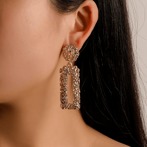 Wholesale Silver Geometric Frosted Rectangle Earrings JDC-ES-D612 Earrings 晴雯 Wholesale Jewelry JoyasDeChina Joyas De China