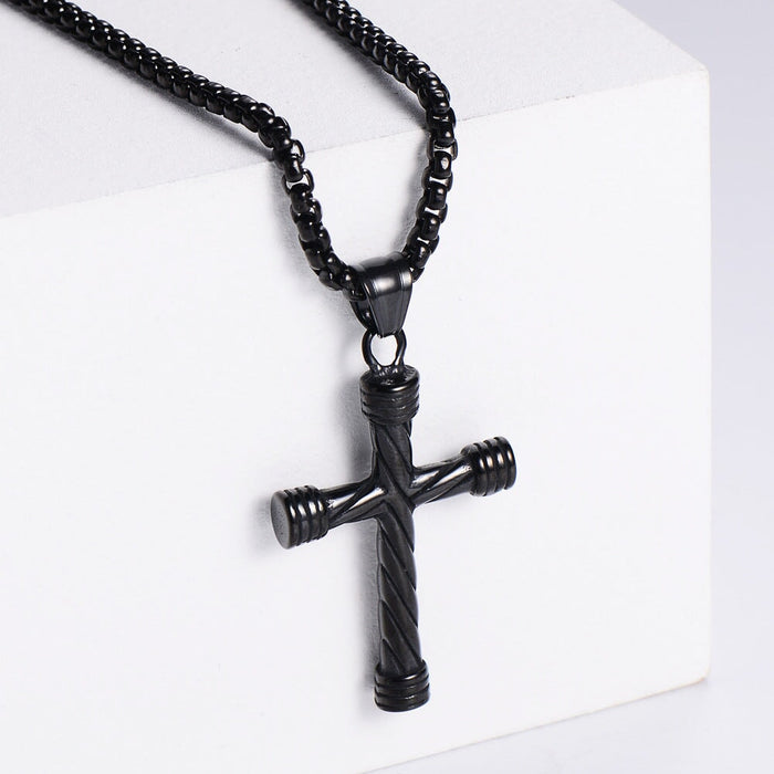 Wholesale silver stainless steel cross necklace JDC-NE-Aimi007 Necklaces 爱米萝 Black [with chain 0.35 * 60cm] Wholesale Jewelry JoyasDeChina Joyas De China