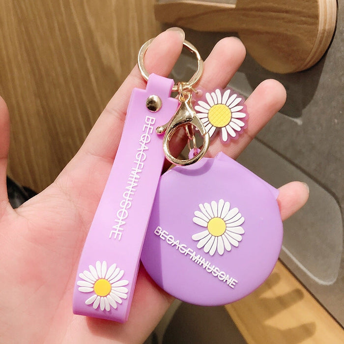 Wholesale Small Daisy Makeup Mirror Silicone Keychain JDC-KC-FeiRun019 Keychains 飞润 Wholesale Jewelry JoyasDeChina Joyas De China