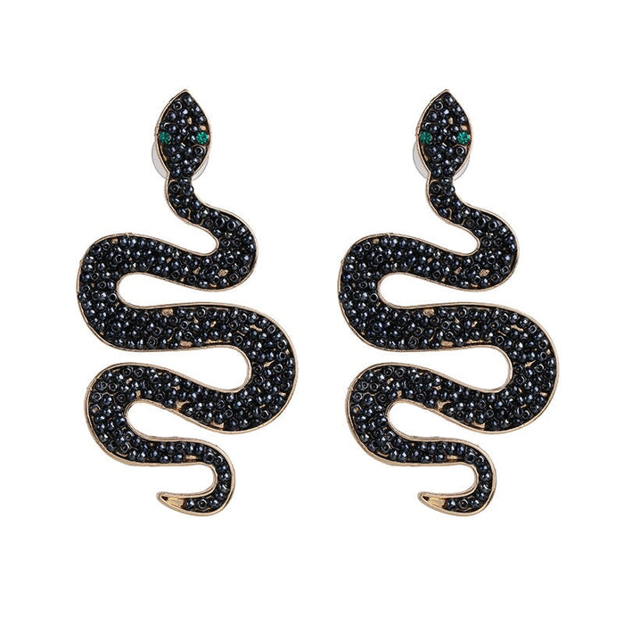 Wholesale snake alloy earrings JDC-ES-LIUM019 Earrings 榴芒 black Wholesale Jewelry JoyasDeChina Joyas De China