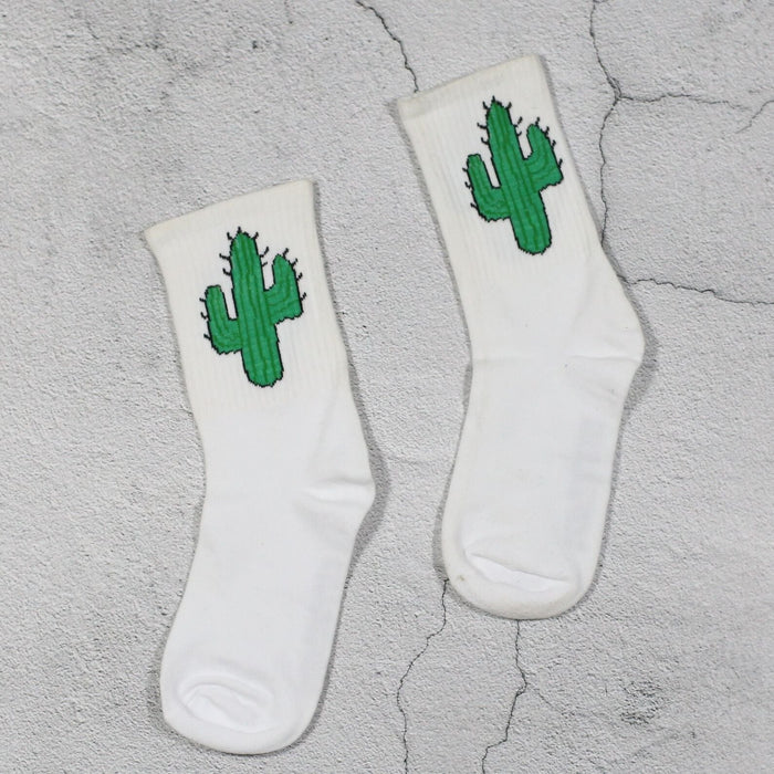 Wholesale Solid Color Socks Female Couple Running Sports Socks Socks Men's Mid-barrel Long Socks Socks JoyasDeChina Cactus White Wholesale Jewelry JoyasDeChina Joyas De China