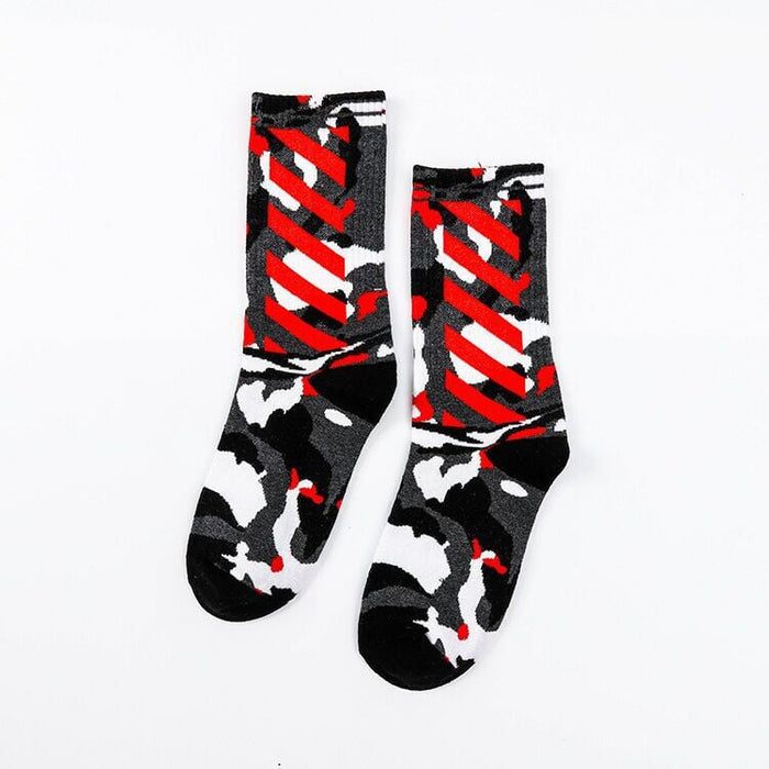 Wholesale Solid Color Socks Female Couple Running Sports Socks Socks Men's Mid-barrel Long Socks Socks JoyasDeChina Camouflage marble gray red Wholesale Jewelry JoyasDeChina Joyas De China