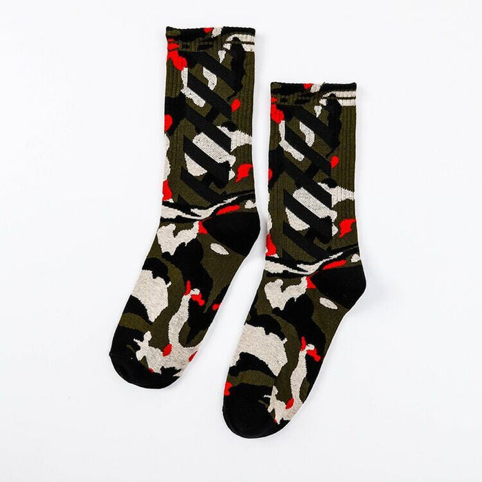 Wholesale Solid Color Socks Female Couple Running Sports Socks Socks Men's Mid-barrel Long Socks Socks JoyasDeChina Camouflage marble Green Black Wholesale Jewelry JoyasDeChina Joyas De China