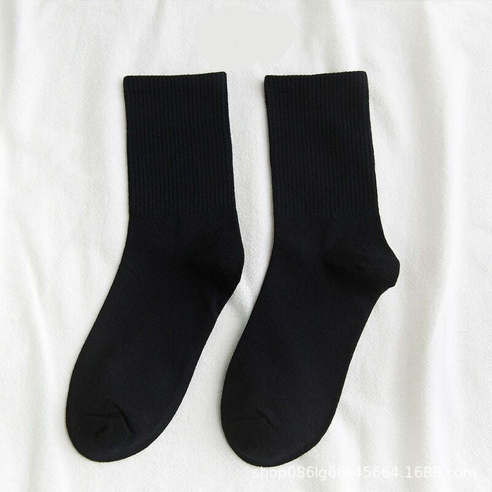 Wholesale Solid Color Socks Female Couple Running Sports Socks Socks Men's Mid-barrel Long Socks Socks JoyasDeChina Long tube Black Wholesale Jewelry JoyasDeChina Joyas De China