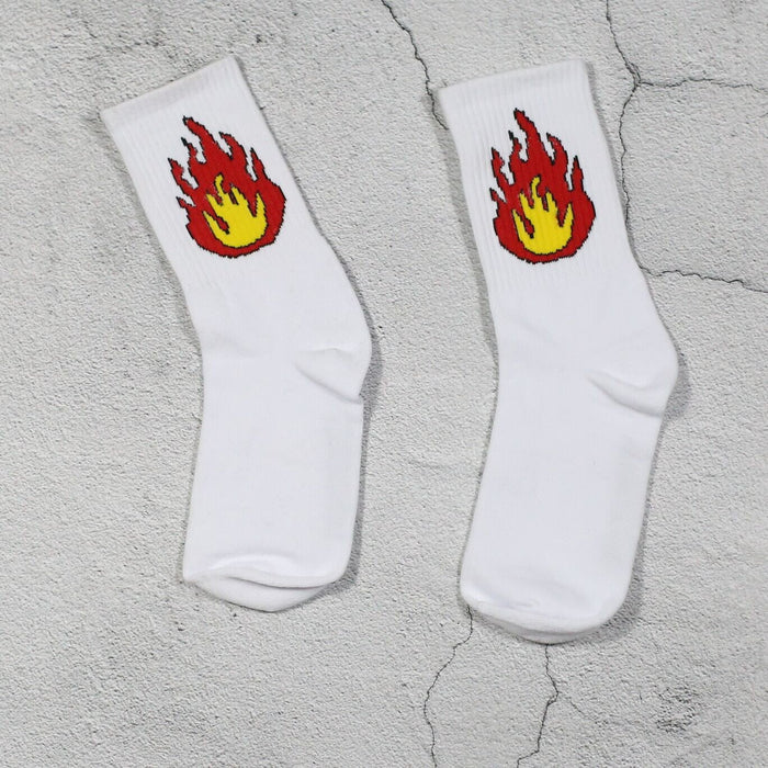 Wholesale Solid Color Socks Female Couple Running Sports Socks Socks Men's Mid-barrel Long Socks Socks JoyasDeChina Long tube single flame White Wholesale Jewelry JoyasDeChina Joyas De China
