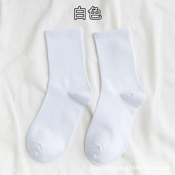 Wholesale Solid Color Socks Female Couple Running Sports Socks Socks Men's Mid-barrel Long Socks Socks JoyasDeChina Long Tube White Wholesale Jewelry JoyasDeChina Joyas De China