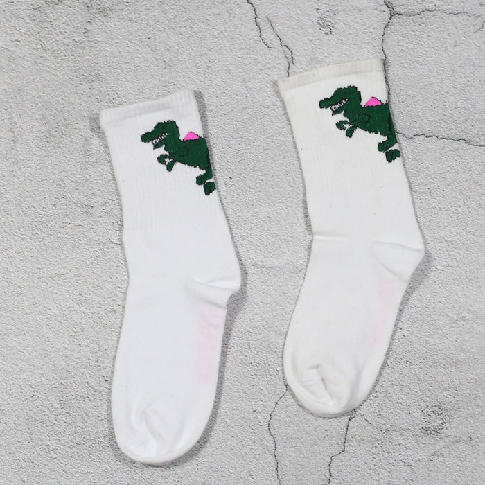 Wholesale Solid Color Socks Female Couple Running Sports Socks Socks Men's Mid-barrel Long Socks Socks JoyasDeChina Long tube white dinosaur Wholesale Jewelry JoyasDeChina Joyas De China