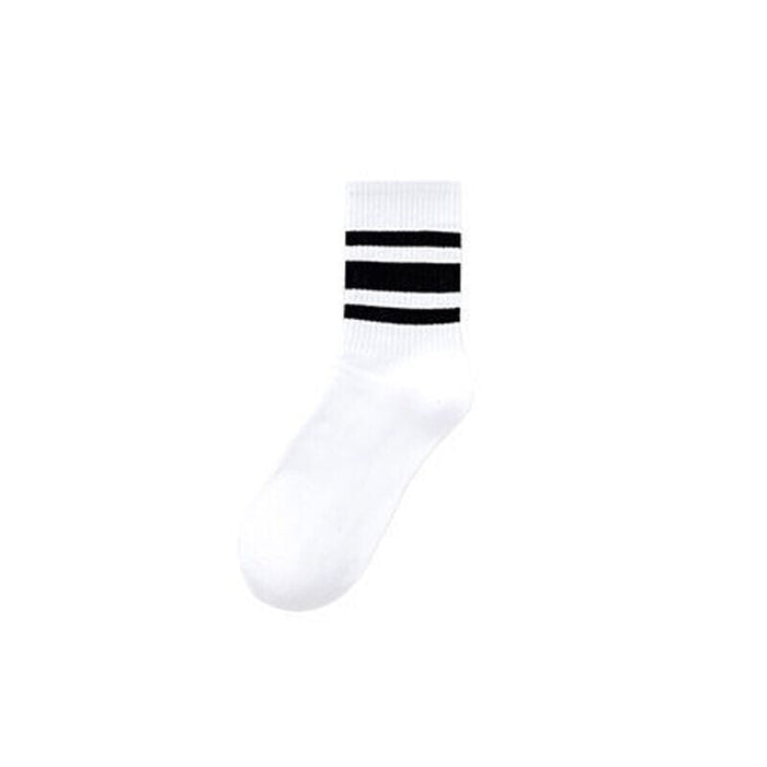 Wholesale Solid Color Socks Female Couple Running Sports Socks Socks Men's Mid-barrel Long Socks Socks JoyasDeChina Long tube White three bars Wholesale Jewelry JoyasDeChina Joyas De China