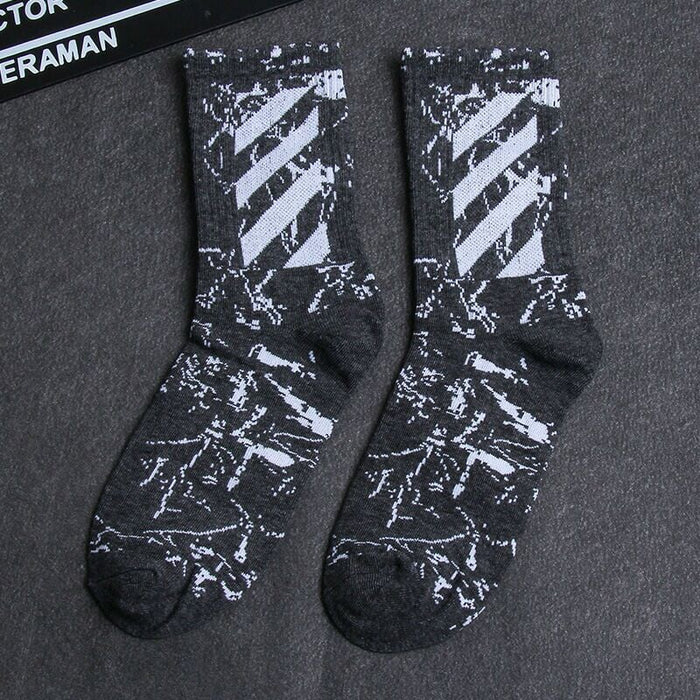 Wholesale Solid Color Socks Female Couple Running Sports Socks Socks Men's Mid-barrel Long Socks Socks JoyasDeChina Marble striped gray Wholesale Jewelry JoyasDeChina Joyas De China