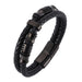 Wholesale stainless steel black double strip leather braided bracelet JDC-BT-RShen002 Bracelet 日盛 Wholesale Jewelry JoyasDeChina Joyas De China