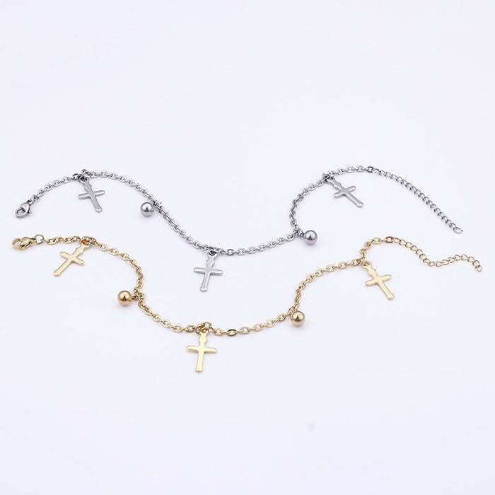 Wholesale Stainless Steel Cross Plated 18k Gold Anklet JDC-AS-Kalun001 Anklet 卡轮 Wholesale Jewelry JoyasDeChina Joyas De China