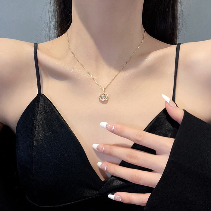 Wholesale Stainless Steel Gold Plated Zircon Resin Necklace JDC-NE-HanJ002 Necklaces 韩爵 Wholesale Jewelry JoyasDeChina Joyas De China