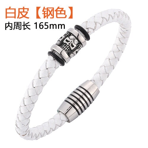 Wholesale Stainless Steel Leather Bracelets JDC-BT-RShen025 Bracelet 日盛 white 165mm Wholesale Jewelry JoyasDeChina Joyas De China