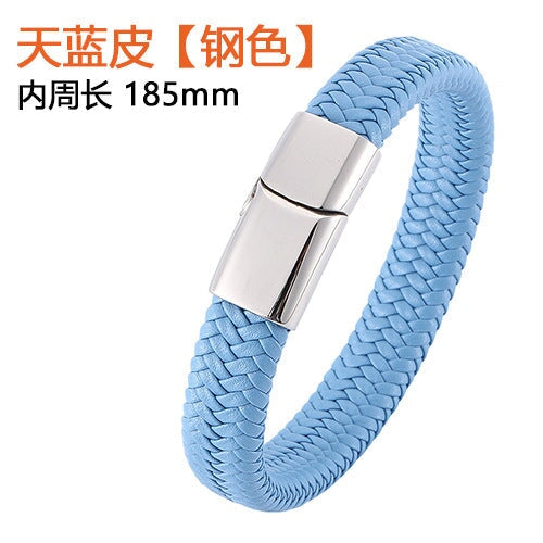 Wholesale Stainless Steel Leather Men Bracelets JDC-BT-RShen011 Bracelet 日盛 185mm Wholesale Jewelry JoyasDeChina Joyas De China