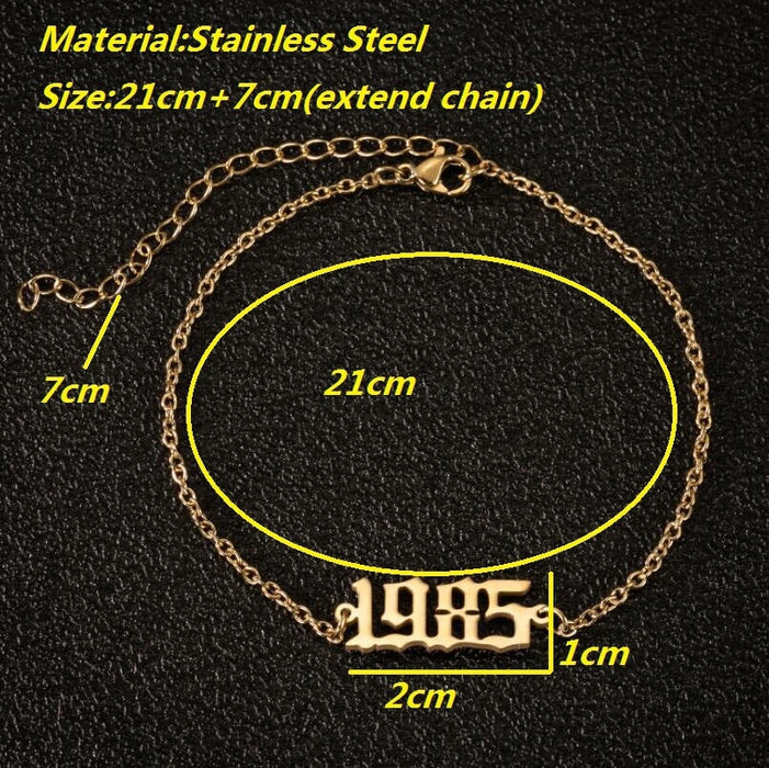 Wholesale Stainless Steel Plating Digital Anklet JDC-AS-Shuangs001 Anklet 双硕 Wholesale Jewelry JoyasDeChina Joyas De China