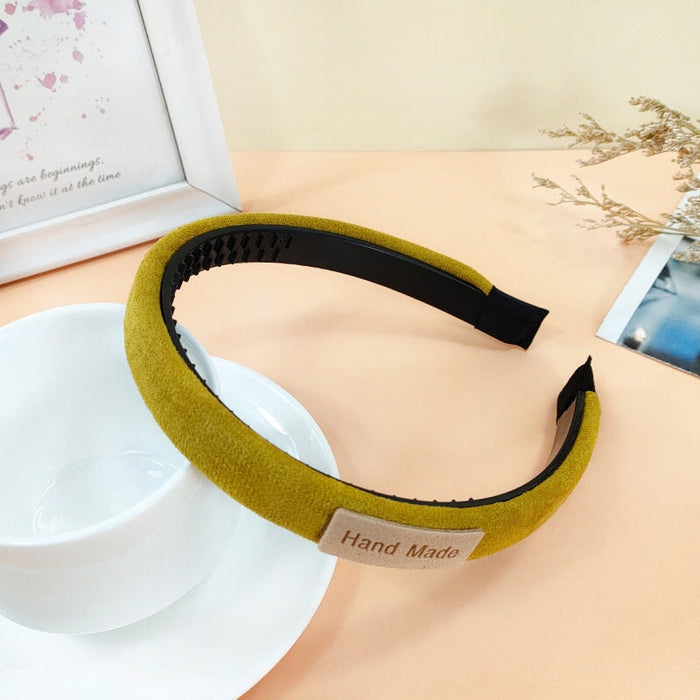 Wholesale Suede Sponge Headband JDC-HD-O373 Headband 潮炫 yellow Wholesale Jewelry JoyasDeChina Joyas De China