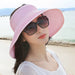 Wholesale Summer Women Cotton Sunscreen Beach Hat Outdoor Foldable Straw Hat JDC-FH-Qiuj006 Fashionhat 秋婕 Solid color-pink adjustable Wholesale Jewelry JoyasDeChina Joyas De China