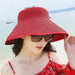 Wholesale Summer Women Cotton Sunscreen Beach Hat Outdoor Foldable Straw Hat JDC-FH-Qiuj006 Fashionhat 秋婕 solid color red adjustable Wholesale Jewelry JoyasDeChina Joyas De China