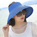 Wholesale Summer Women Cotton Sunscreen Beach Hat Outdoor Foldable Straw Hat JDC-FH-Qiuj006 Fashionhat 秋婕 solid color royal blue adjustable Wholesale Jewelry JoyasDeChina Joyas De China