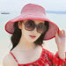 Wholesale Summer Women Cotton Sunscreen Beach Hat Outdoor Foldable Straw Hat JDC-FH-Qiuj006 Fashionhat 秋婕 Stripes Big Red adjustable Wholesale Jewelry JoyasDeChina Joyas De China