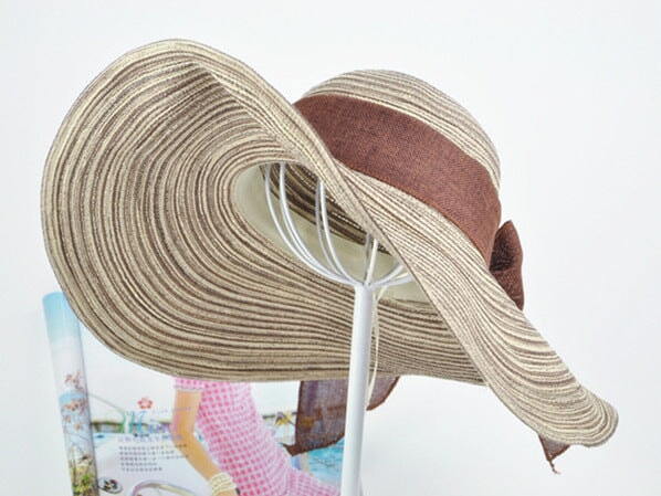 Wholesale Summer Women Cotton Sunscreen Beach Hat Outdoor Foldable Straw Hat JDC-FH-Qiuj007 Fashionhat 秋婕 brown Wholesale Jewelry JoyasDeChina Joyas De China