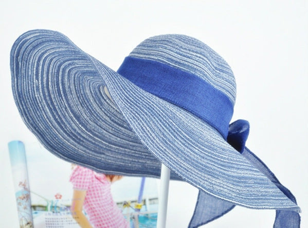 Wholesale Summer Women Cotton Sunscreen Beach Hat Outdoor Foldable Straw Hat JDC-FH-Qiuj007 Fashionhat 秋婕 navy Wholesale Jewelry JoyasDeChina Joyas De China