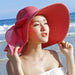 Wholesale Summer Women Cotton Sunscreen Beach Hat Outdoor Foldable Straw Hat JDC-FH-Qiuj008 Fashionhat 秋婕 watermelon red M(56-58cm) Wholesale Jewelry JoyasDeChina Joyas De China