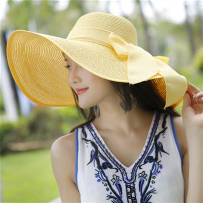 Wholesale Summer Women Cotton Sunscreen Beach Hat Outdoor Foldable Straw Hat JDC-FH-Qiuj008 Fashionhat 秋婕 yellow M(56-58cm) Wholesale Jewelry JoyasDeChina Joyas De China
