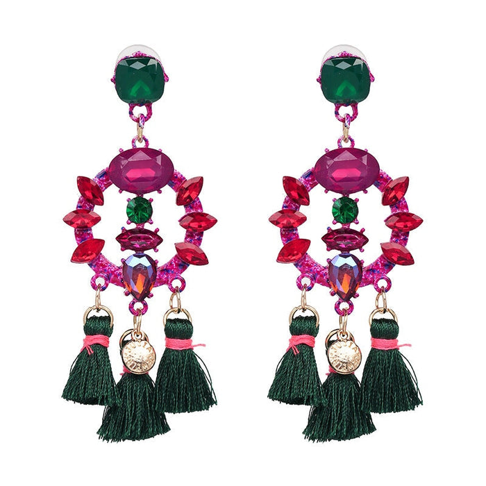 Wholesale tassel alloy earrings JDC-ES-LIUM012 Earrings 榴芒 green Wholesale Jewelry JoyasDeChina Joyas De China