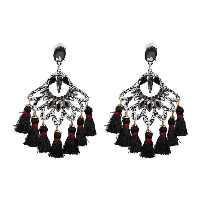 Wholesale tassel resin earrings JDC-ES-LIUM009 Earrings 榴芒 black Wholesale Jewelry JoyasDeChina Joyas De China