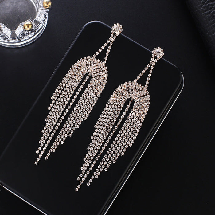 Wholesale Tassel Rhinestone Earrings JDC-ES-ZHONGW022 Earrings 众薇 gold Wholesale Jewelry JoyasDeChina Joyas De China