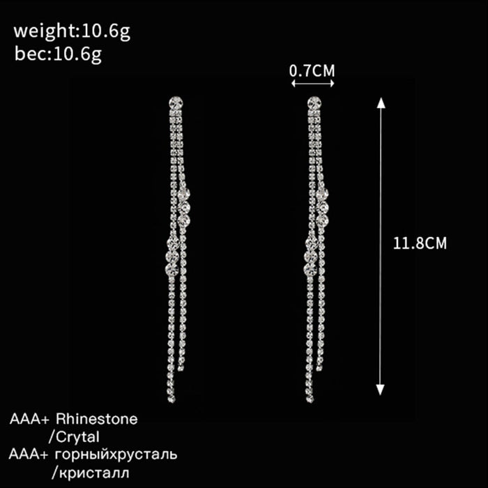 Wholesale tassel rhinestone long line stud earrings JDC-ES-ZHONGW029 Earrings 众薇 Wholesale Jewelry JoyasDeChina Joyas De China