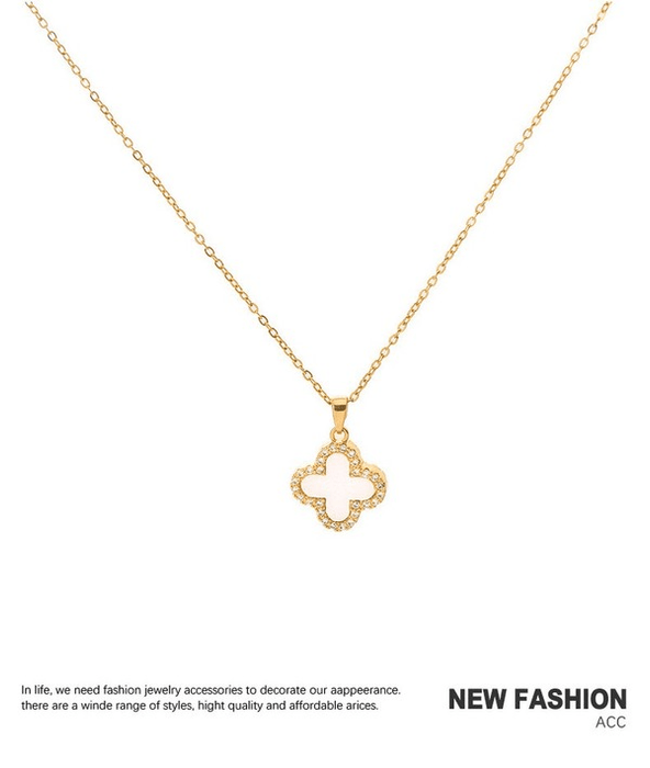 Wholesale Titanium Steel Black Clover Necklace (F)JDC-NE-Kucai007 necklaces 酷彩 Wholesale Jewelry JoyasDeChina Joyas De China