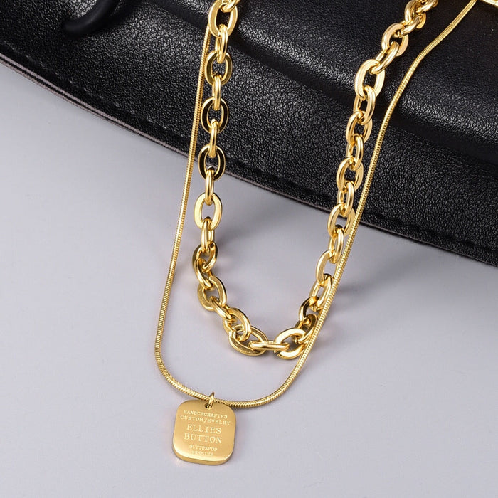 Wholesale Titanium Steel Gold Plated Double Layered Necklace JDC-NE-YS057 Necklaces 艺昇 Wholesale Jewelry JoyasDeChina Joyas De China