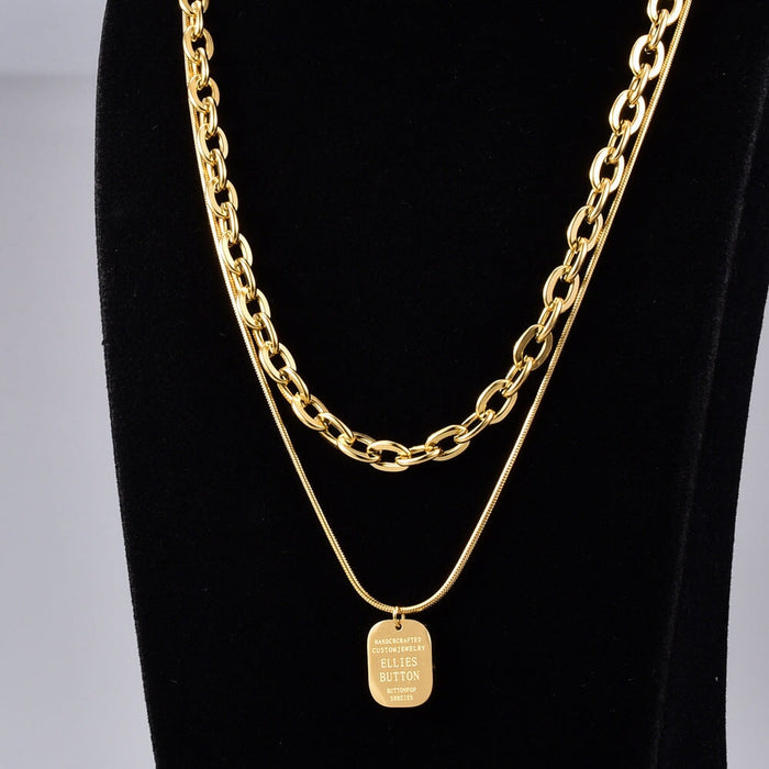 Wholesale Titanium Steel Gold Plated Double Layered Necklace JDC-NE-YS057 Necklaces 艺昇 gold Wholesale Jewelry JoyasDeChina Joyas De China