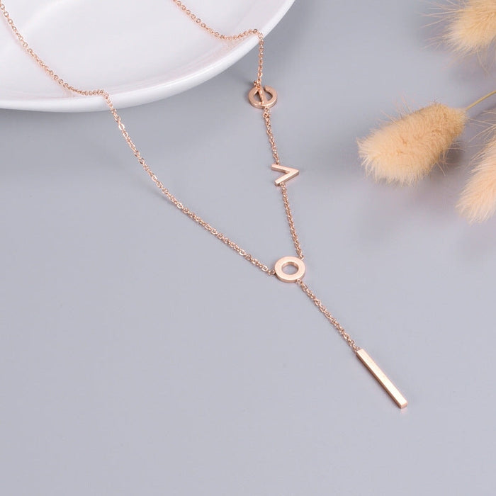 Wholesale Titanium Steel Gold Plated Rose Gold Long Necklace JDC-NE-YS055 Necklaces 艺昇 Wholesale Jewelry JoyasDeChina Joyas De China