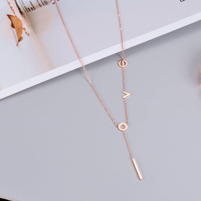 Wholesale Titanium Steel Gold Plated Rose Gold Long Necklace JDC-NE-YS055 Necklaces 艺昇 Wholesale Jewelry JoyasDeChina Joyas De China