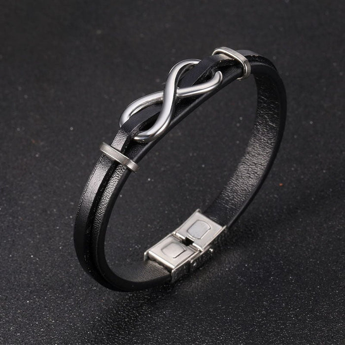 Wholesale Titanium Steel Men's Leather Bracelet JDC-BT-Yixin002 Bracelet 壹芯 A Wholesale Jewelry JoyasDeChina Joyas De China