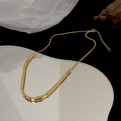 Wholesale Titanium Steel Square Metal Snake Bone Chain NecklaceJDC-NE-Kucai005 necklaces 酷彩 Wholesale Jewelry JoyasDeChina Joyas De China