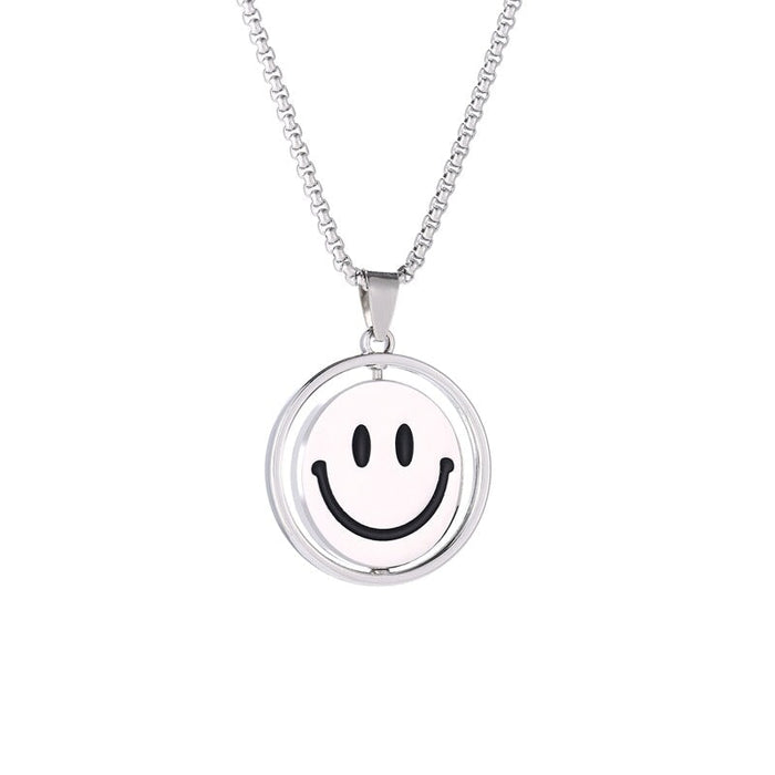 Wholesale Titanium Steel Swivel Smiley Necklace JDC-NE-MLQ002 Necklaces 米朗奇 Wholesale Jewelry JoyasDeChina Joyas De China