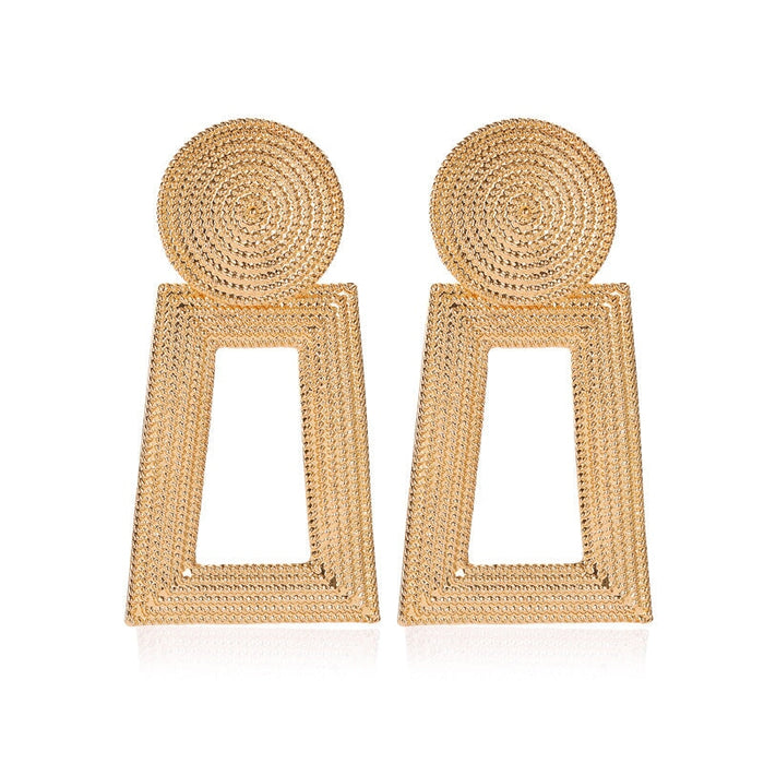 Wholesale Trapezoid Geometric Metal Earrings JDC-ES-D609 Earrings 晴雯 01kc gold 2215 Wholesale Jewelry JoyasDeChina Joyas De China
