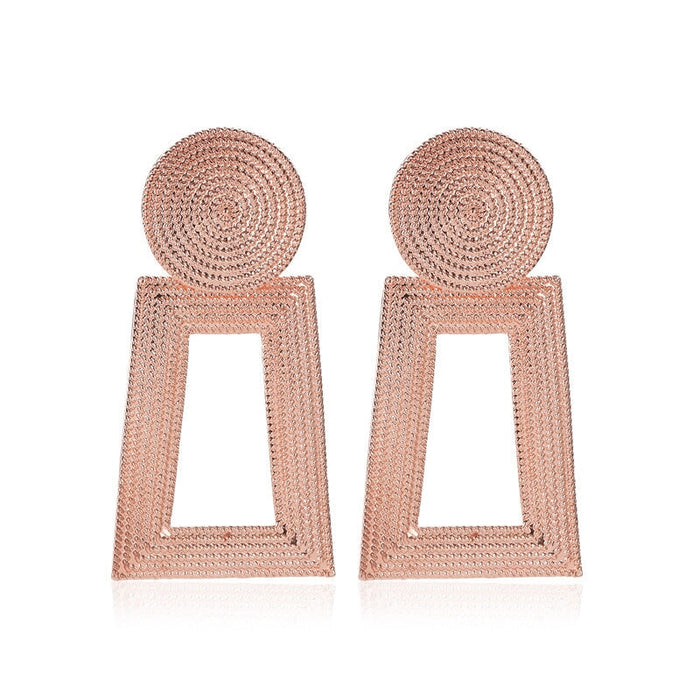 Wholesale Trapezoid Geometric Metal Earrings JDC-ES-D609 Earrings 晴雯 03 rose gold 2364 Wholesale Jewelry JoyasDeChina Joyas De China