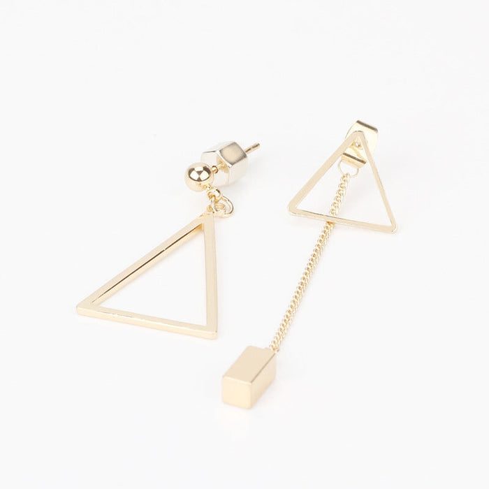 Wholesale triangle tassel earring asymmetrical stud earrings JDC-ES-Jiaow002 Earrings 娇婉 Golden Wholesale Jewelry JoyasDeChina Joyas De China